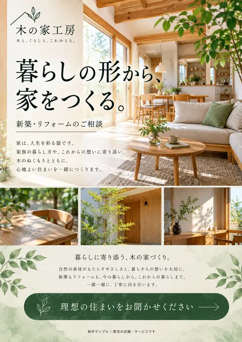 工務店のチラシ見本「木の家工房」