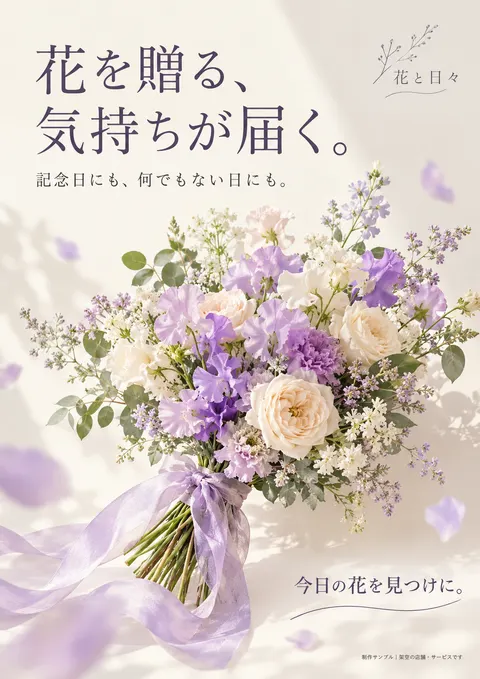 花屋のチラシ見本「花と日々」