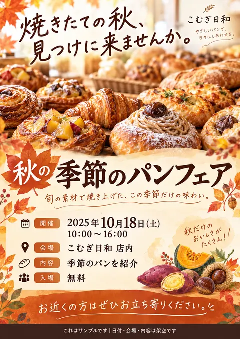 パン屋のチラシ見本「秋のパンフェア」